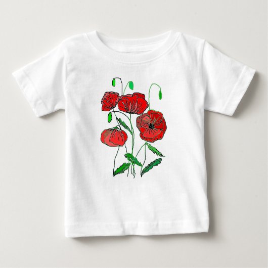 ポピーベビーTシャ絵画ツ ベビーTシャツ (正面)