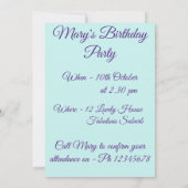 ポピーポピズアートウォーターカラー誕生日招待状 招待状 (裏面)