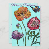 ポピーポピズアートウォーターカラー誕生日招待状 招待状 (正面/裏面)