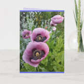 ポピーポピースピンクパープルフラワーズ誕生日カード カード (裏面)