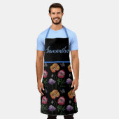 ポピーポピーズレッドシャビーシックウォーターカラーフローラ エプロン (着用した状態)