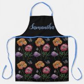 ポピーポピーズレッドシャビーシックウォーターカラーフローラ エプロン (正面)