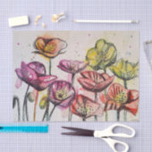 ポピーポピー紫色の水彩フローラ花 薄葉紙 (クラフト)