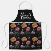 ポピーポピー赤い水の色Mumsキッチンフローラ エプロン (正面)