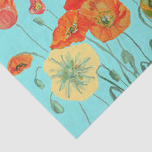 ポピーポピー赤い水色のフローラ花 薄葉紙 (詳細)