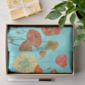 ポピーポピー赤い水色のフローラ花 薄葉紙 (ギフト)