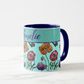 ポピーポピー赤みすぼらしいシックなアクアフローラ花 マグカップ (正面右)