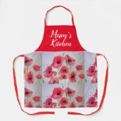 ポピーポピー赤みすぼらしいシックな水カラーフローラAp エプロン (正面)