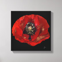 ポピーモダングリッターフローラ赤エレガントと黒