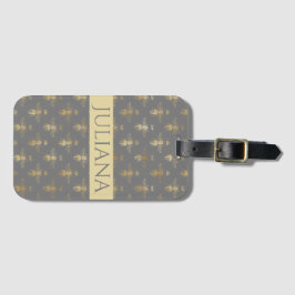 ポピーモダンシードグレーと金ゴールドクイーンビー ラゲッジタグ