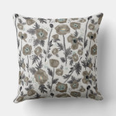 ポピーモダンズグレーブルーフローラルパターン クッション (裏面)