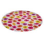 ポピーモダンピンク赤オレンジ色のフローラドットのパターン カッティングボード (角)