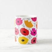 ポピーモダンピンク赤オレンジ色のフローラドットのパターン コーヒーマグカップ (中央)