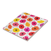 ポピーモダンピンク赤オレンジ色のフローラドットのパターン タイル (側面)