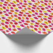 ポピーモダンピンク赤オレンジ色のフローラドットのパターン ラッピングペーパー (角)