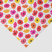 ポピーモダンピンク赤オレンジ色のフローラドットのパターン 薄葉紙 (詳細)