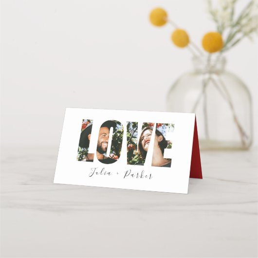 ポピーモダンレッド結婚の写真 プレイスカード (裏面)