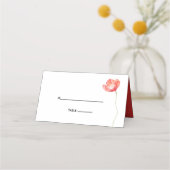ポピーモダンレッド結婚の写真 プレイスカード (正面)