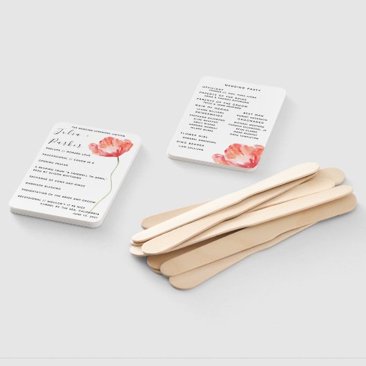 ポピーモダンレッド結婚式 プログラムハンドファン ハンドファン (組立なし)