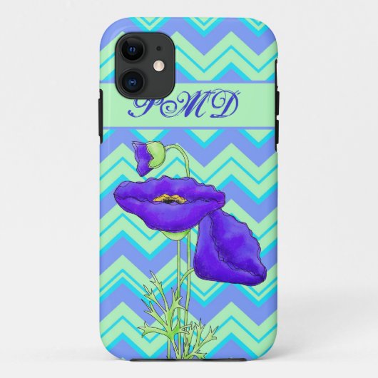 ポピーモノグラムターコイズ&グリーンシェブロンジザグザグ Case-Mate iPhoneケース (裏面)