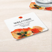 ポピーレッドフラワークラシック結婚ズ・ウェルカム スクエアペーパーコースター (アングル)