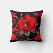 ポピーレッドレトロフローラデザイン クッション (裏面)