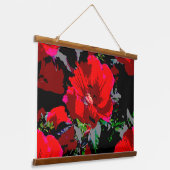 ポピーレッドレトロフローラデザイン 吊り下げ型タペストリー (傾斜あり)