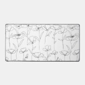 ポピーワイルドフラワーブラック&ホワイトミニマリストフローラ デスクマット (正面)