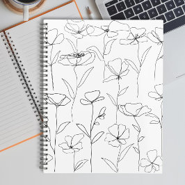 ポピーワイルドフラワーブラック&ホワイトミニマリストフローラ プランナー手帳