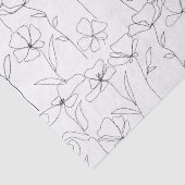 ポピーワイルドフラワーブラック&ホワイトミニマリストフローラ 薄葉紙 (詳細)