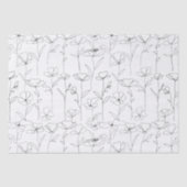 ポピーワイルドフラワーブラック&ホワイトミニマリストフローラ 薄葉紙 (正面)