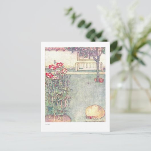 ポピーヴィンテージ子供のイラストレーションはがき ポストカード (スタンド正面)