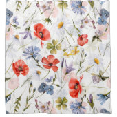 ポピー付きWIldflower Meadow シャワーカーテン (正面)