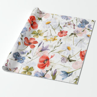 ポピー付きWIldflower Meadow ラッピングペーパー