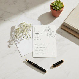 ポピー入り開花結婚式招待状 招待状