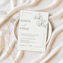 ポピー入り開花結婚式招待状