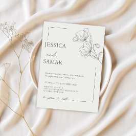 ポピー入り開花結婚式招待状 招待状