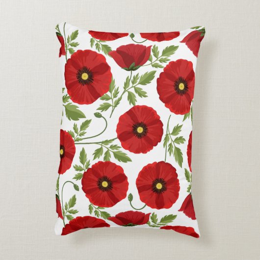 ポピー咲く楽しい夏の花 アクセントクッション (裏面(縦))