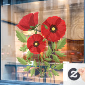 ポピー咲く楽しい夏の花 ウィンドウサイン (カフェ窓)