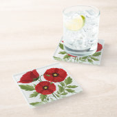 ポピー咲く楽しい夏の花 ガラスコースター (アングル)