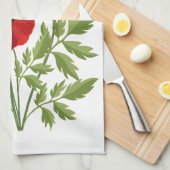 ポピー咲く楽しい夏の花 キッチンタオル (四つ折り)