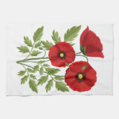 ポピー咲く楽しい夏の花 キッチンタオル (横)