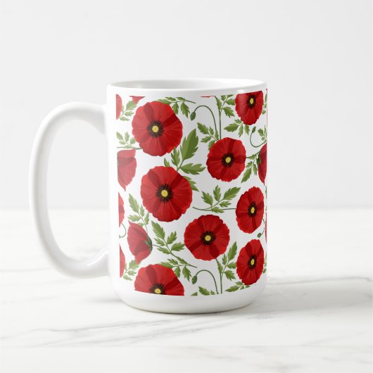 ポピー咲く楽しい夏の花 コーヒーマグカップ (左)