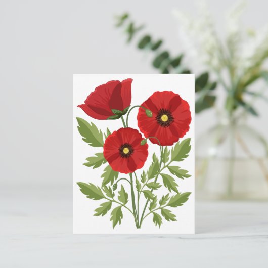 ポピー咲く楽しい夏の花 シーズンポストカード (スタンド正面)