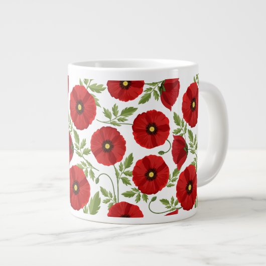ポピー咲く楽しい夏の花 ジャンボコーヒーマグカップ (正面右)