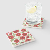 ポピー咲く楽しい夏の花 ストーンコースター (横)