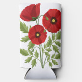 ポピー咲く楽しい夏の花 スリム缶クーラー (正面)