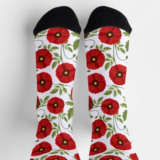 ポピー咲く楽しい夏の花 ソックス (上部)