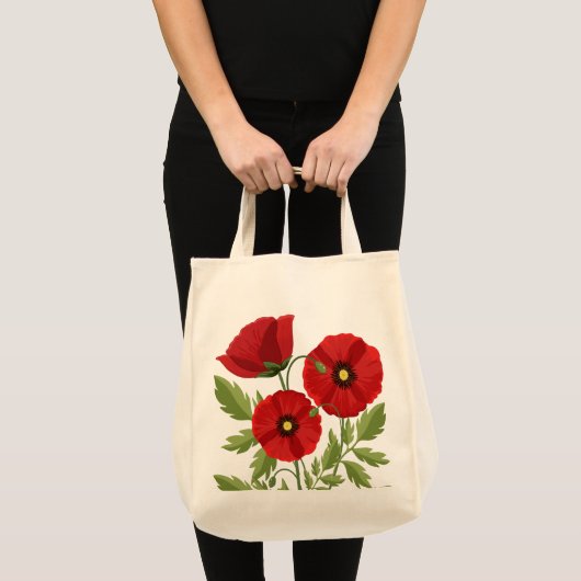 ポピー咲く楽しい夏の花 トートバッグ (正面(商品))