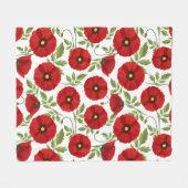 ポピー咲く楽しい夏の花 フリースブランケット (正面(横))